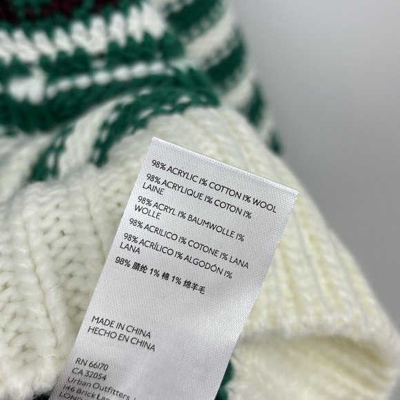 UO BDG Crochet Knit Zip Up Cardigan Sweater Patchwork Green Peace NWT $148 sz XS - Picture 9 of 10